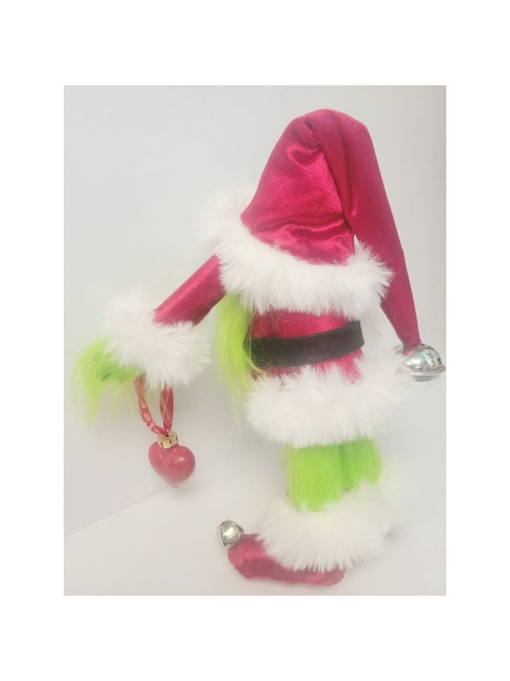 Grinch Santa Gnome Handmade Holiday Decor Luxury Velvet Faux Fur - Picture 5 of 10
